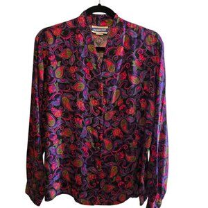 PENDLETON VINTAGE LONG SLEEVE VIBRANT PAISLEY BLOUSE BUTTON UP SIZE 12 SOFT
